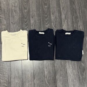 The Savage Report Branded Logo cotton T-Shirts in Cream and Navy. Size L